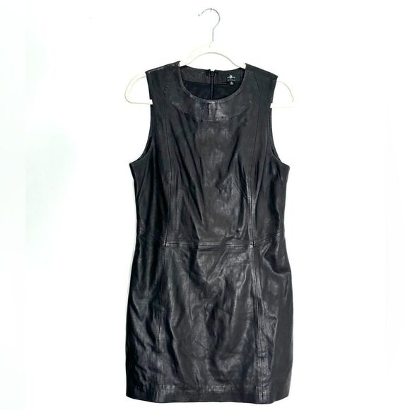 7 FOR ALL MANKIND Black Leather Mini Dress - Picture 2 of 5